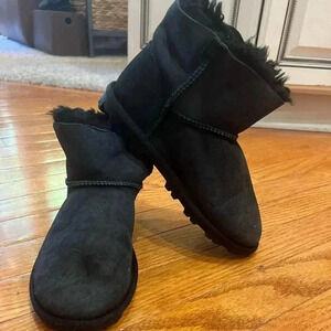 girls kids 3 black gray 100% shearling wool inside boots booties Costco